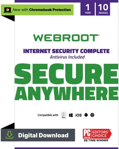 Webroot Internet Security Complete | Antivirus Software 2022 |10 Device | 1 Year Download for PC/Mac/Chromebook/Android/IOS + Password Manager, Performance Optimizer & Cloud Backup - Image 2